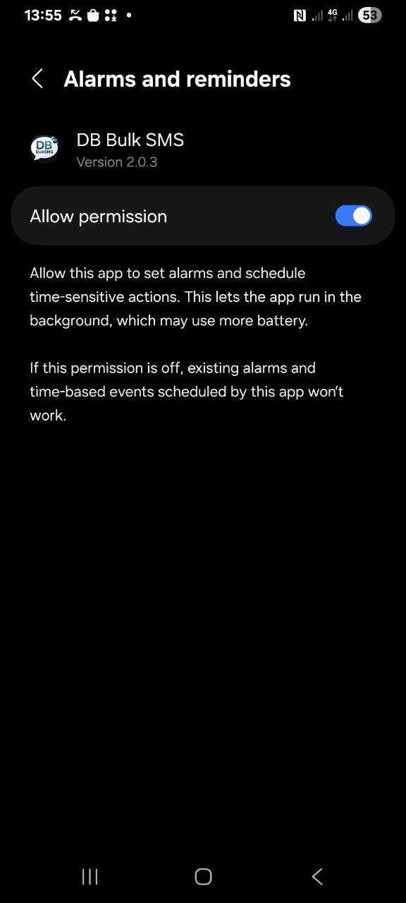 Enable exact alarms